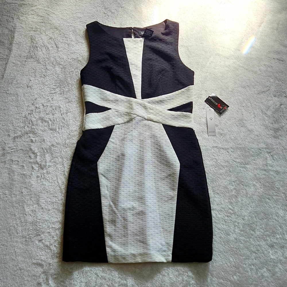 TEEZE Me Bodycon Black & White Dress Sz 9 NWT